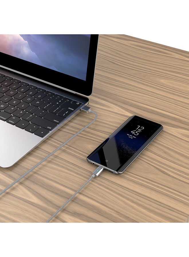 دودوكول كابل شحن ومزامنة بيانات USB-C مغناطيسي قابل للفصل مع مؤشر LED فضي  - Image 4