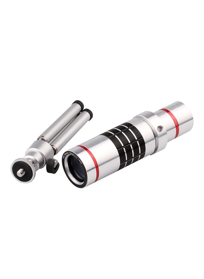 docooler - Universal 18x Zoom Phone Telephoto Camera Lens with Mini Tripod Silver/Black - Image 1