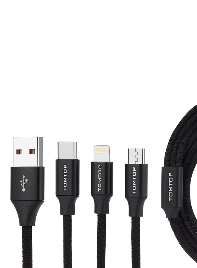 Tomtop - 3-In-1 Lightning Multi Charger Cable Black - Image 1
