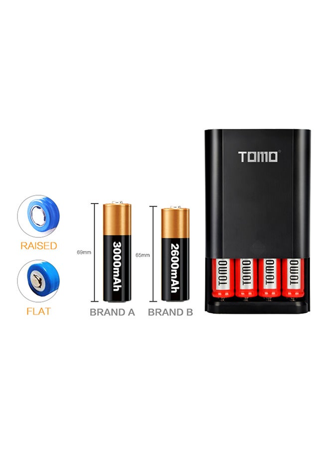 TOMO - 18650.0 mAh M4 External USB Power Bank External With Intelligent LCD Display Black - Image 1