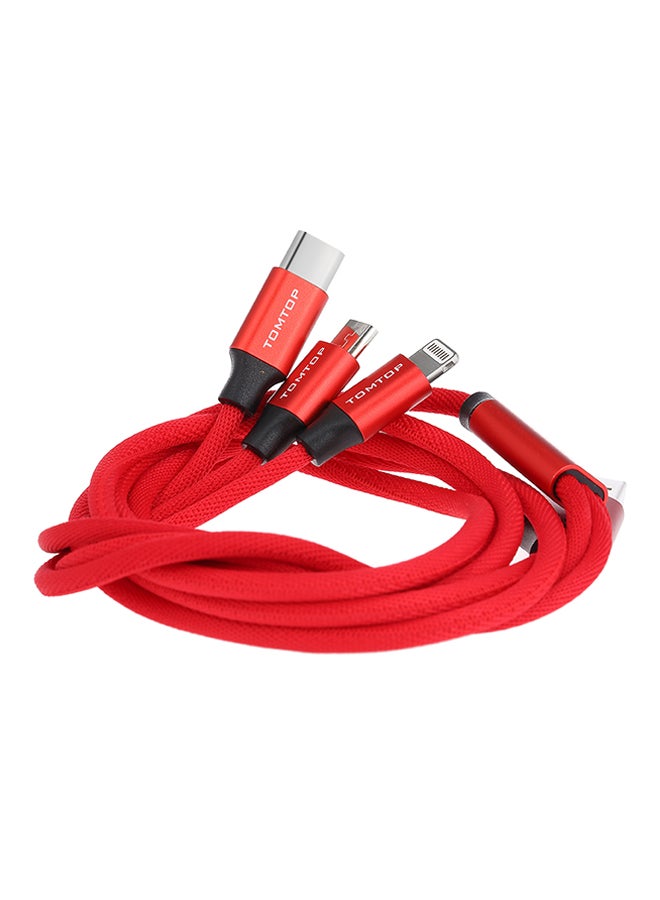 Tomtop 3-In-1 USB Multi Charging Cable Red - Image 1