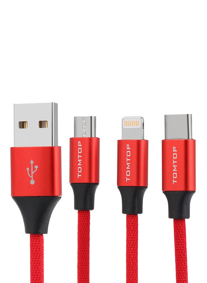 Tomtop 3-In-1 USB Multi Charging Cable Red - Image 2