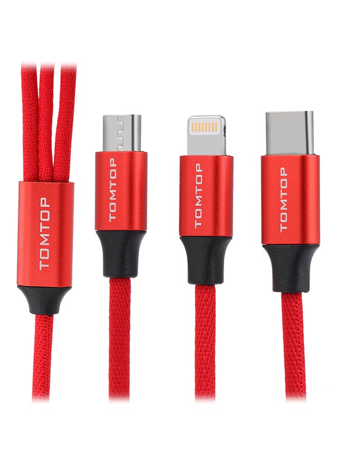 Tomtop 3-In-1 USB Multi Charging Cable Red - Image 3