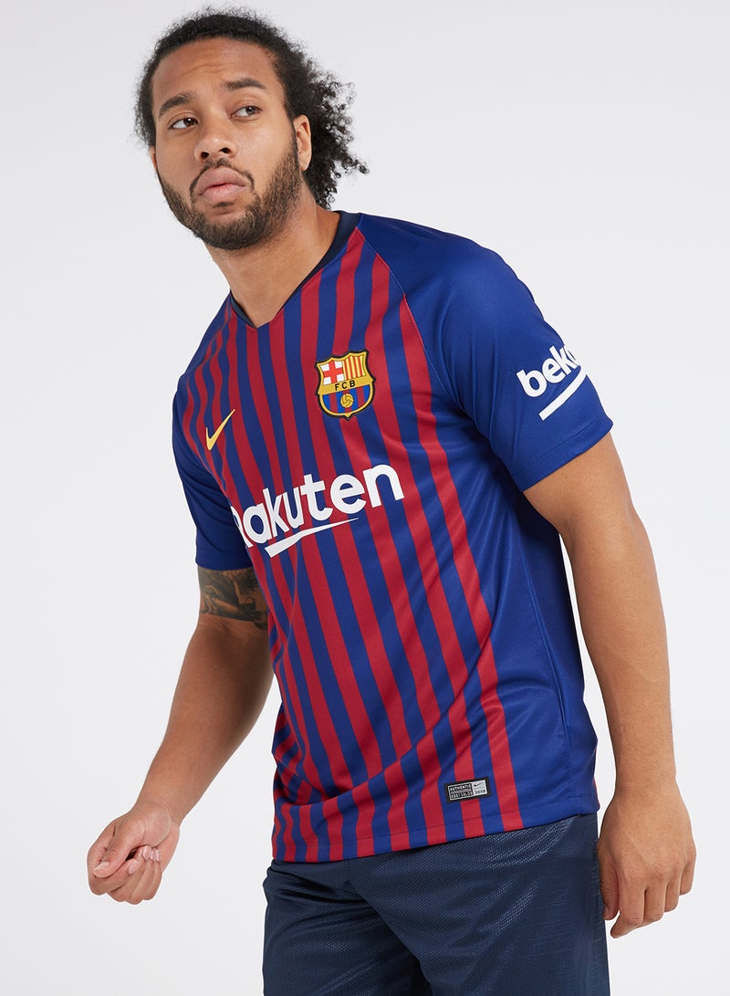 نايكي تيشيرت فريق نادي برشلونة لكرة القدم لموسم 2018-2019 أزرق ملكي داكن/ذهبي عالمي - Image 2