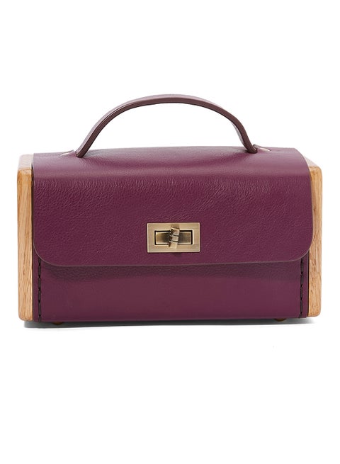 Push And Lock Closure Box Bag Purple