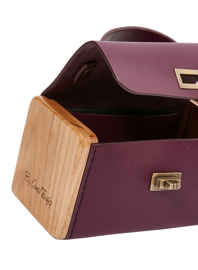 Push And Lock Closure Box Bag Purple
