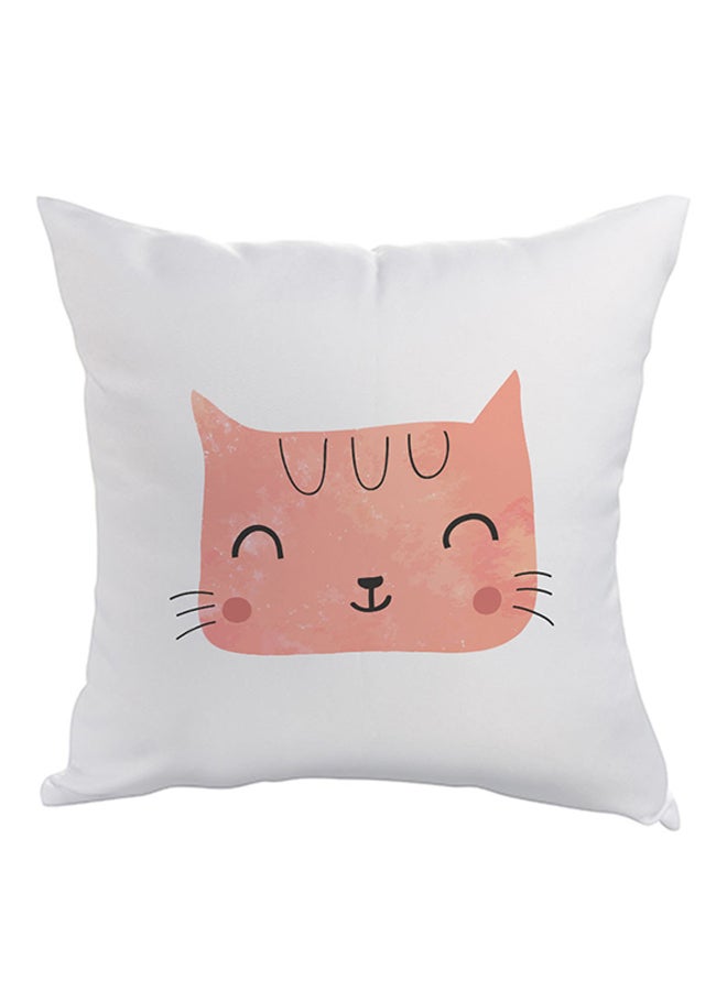 ديكالاك وسادة مطبوع عليها رسمة قطة أبيض/وردي/أسود 40x40سم