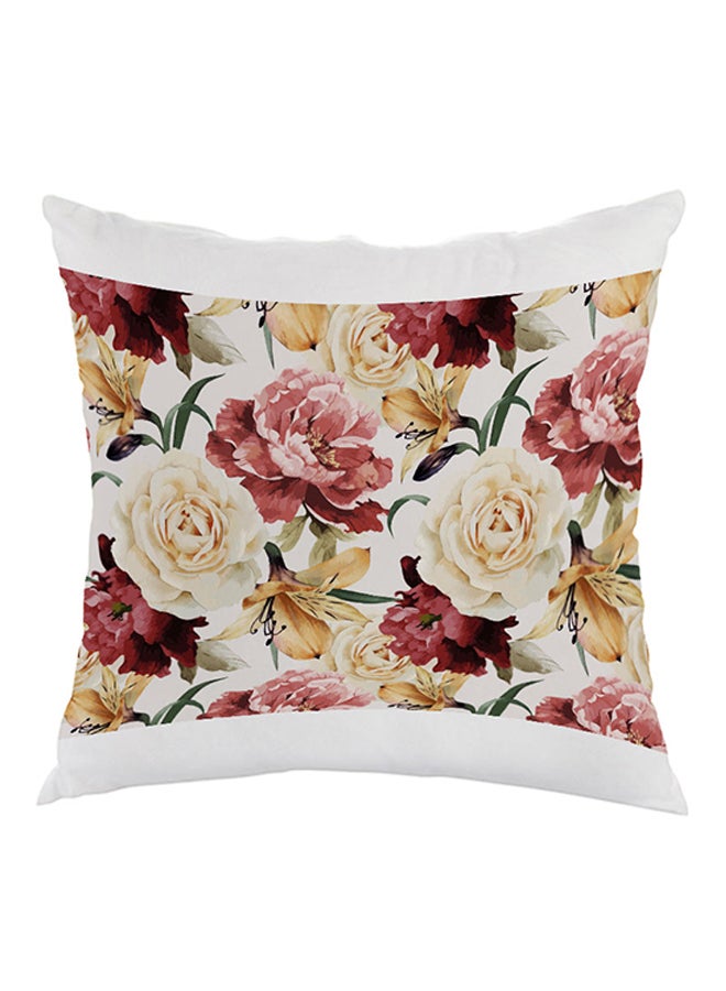 Decalac Flowers Printed Pillow White/Pink/Green 40 x 40cm