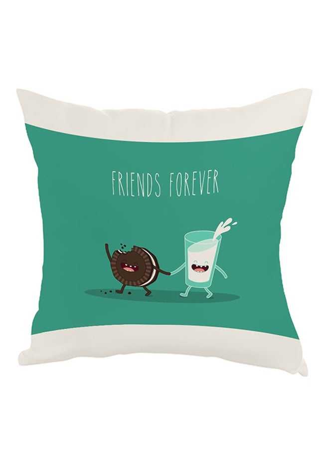 Friends Forever Printed Pillow Green/Brown/White 40x40cm