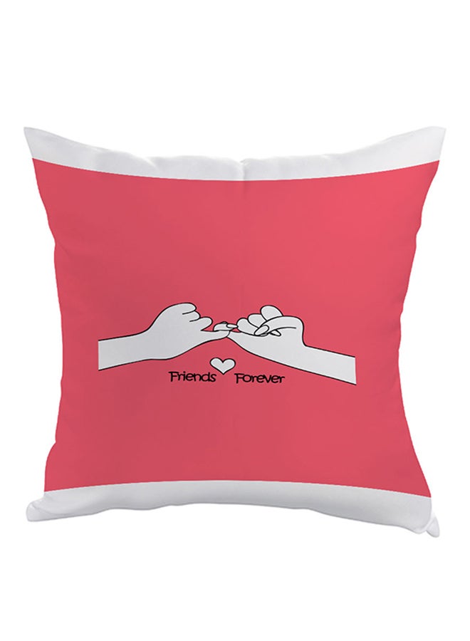 Friends Forever Printed Throw Pillow Pink/White 40 x 40cm