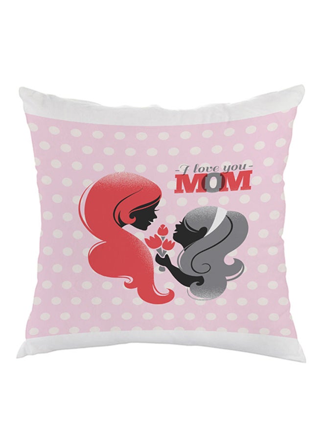 ديكالاك وسادة مطبوع عليها آي لوف ماي مام لون وردي/برتقالي/رمادي 40x40سم