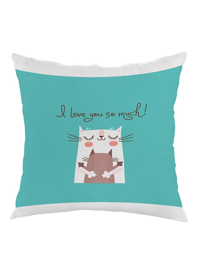 وسادة مطبوع عليها آي لوف يو سو ماتش أخضر/أبيض/ بني 40x40سم