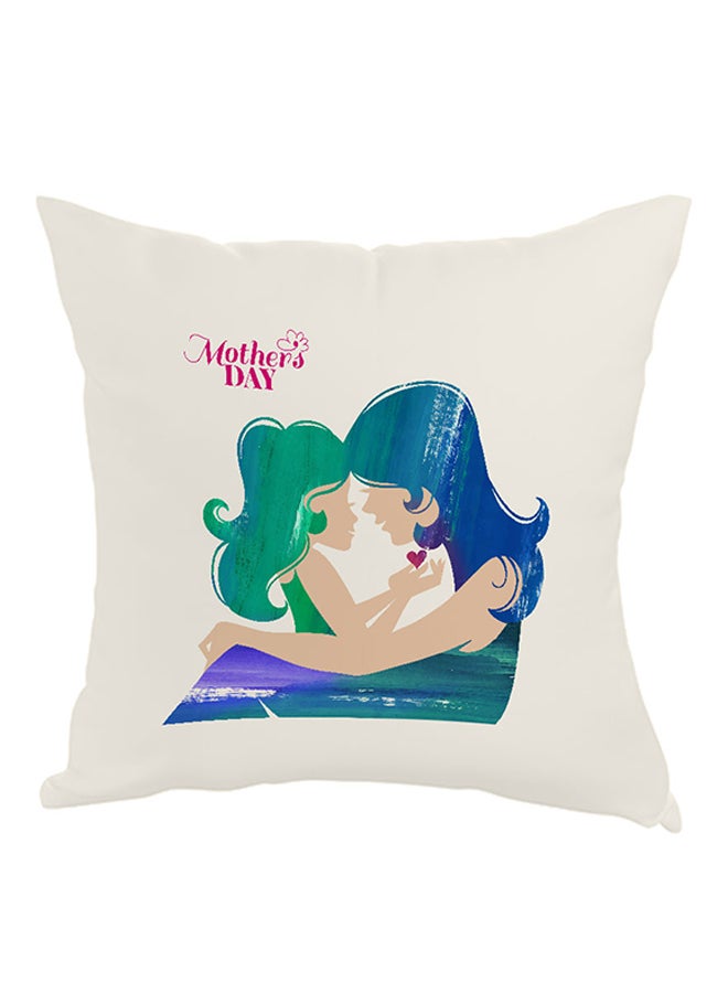 Mothers Day Printed Pillow White/Blue/Green 40x40cm