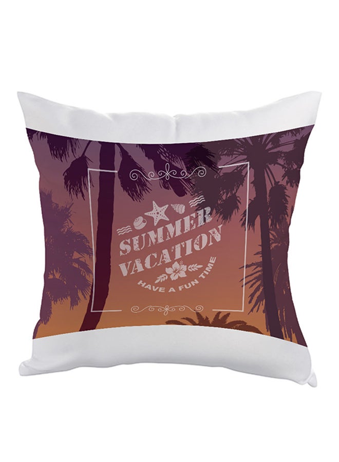 Summer Vacation Printed Pillow Purple/White/Brown 40x40cm