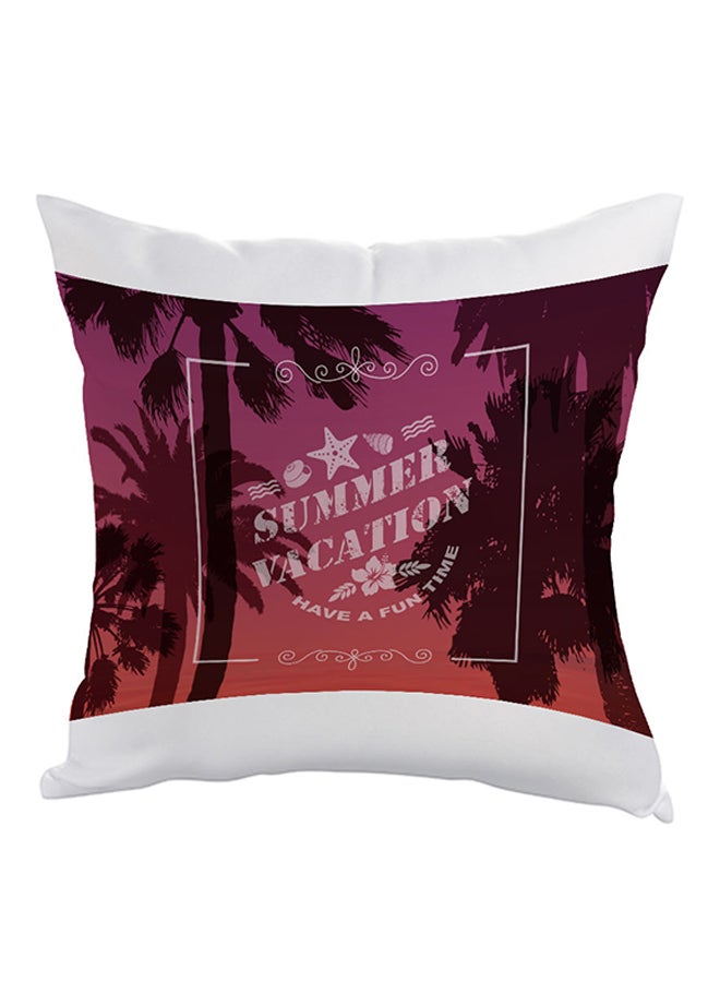 Summer Vacation Printed Pillow Purple/White/Black 40x40cm
