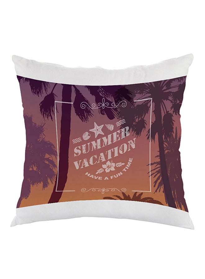 Summer Vacation Printed Pillow White/Purple/Orange 40x40cm