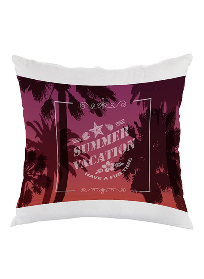 Summer Vacation Printed Pillow White/Purple/Orange 40x40cm
