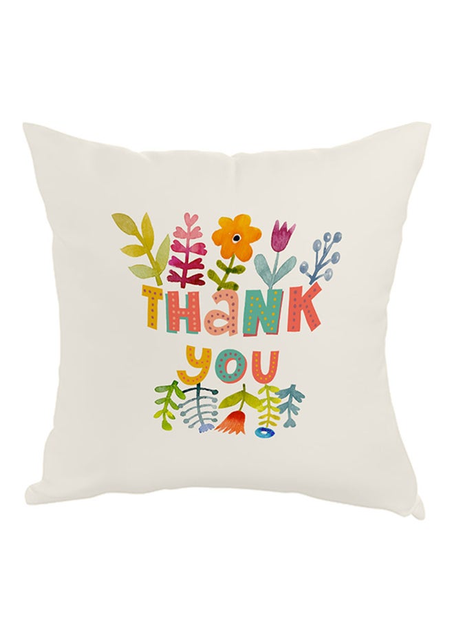 ديكالاك وسادة بطبعة "ثانك يو" أبيض/أصفر/برتقالي 40x40سم