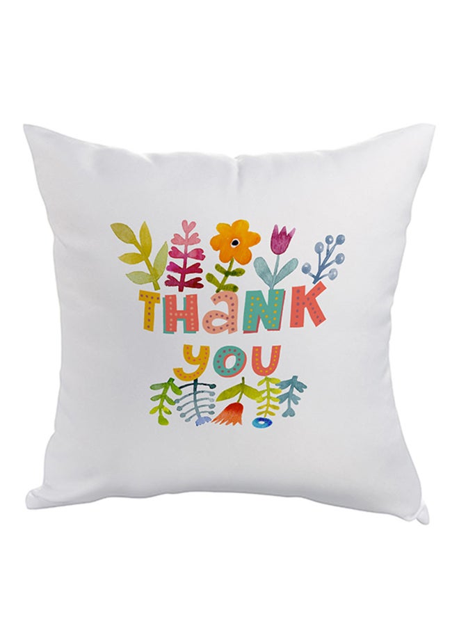 وسادة بطبعة "ثانك يو" أبيض/أصفر/برتقالي 40x40سم