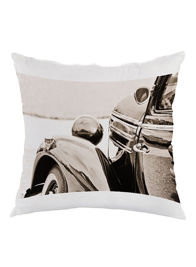 ديكالاك وسادة بطبعة سيارة عتيقة أبيض فاتح/رمادي 40x40سم