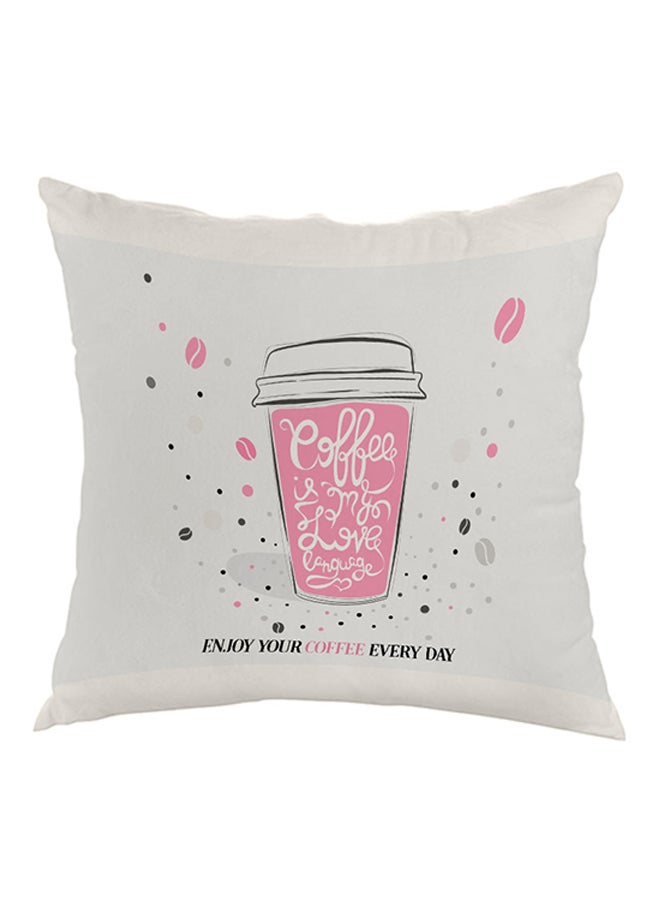 A Cup Of Coffee Printed Throw Pillow White/Off White/Pink 40 x 40cm
