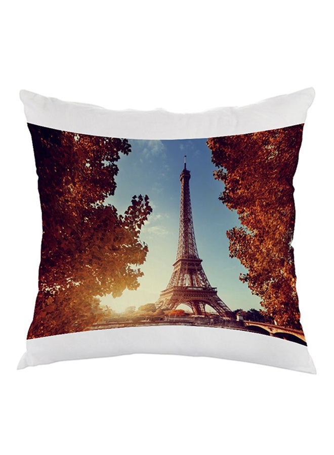 وسادة بغطاء من المخمل بطبعة برج إيفل في باريس بني/أزرق/أبيض 40x40سم