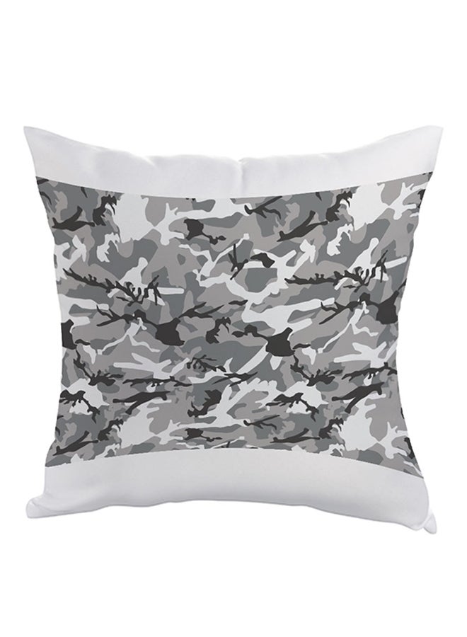 Camouflage Printed Pillow Polyester White/Grey/Black 40x40cm
