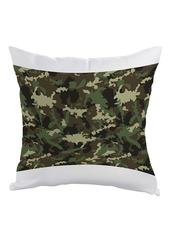 Camouflage Printed Pillow Polyester White/Black/Green 40x40cm