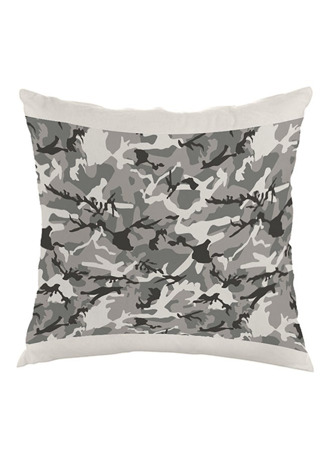 Camouflage Printed Pillow Velvet White/Grey/Black 40x40cm