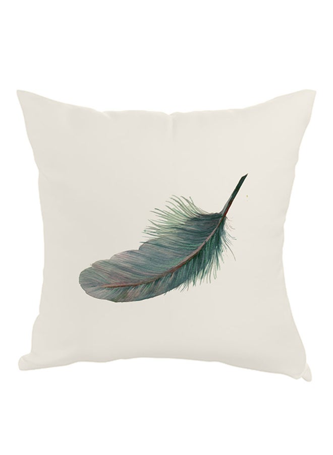 Decalac Bird Feather Printed Pillow White/Blue 40x40centimeter
