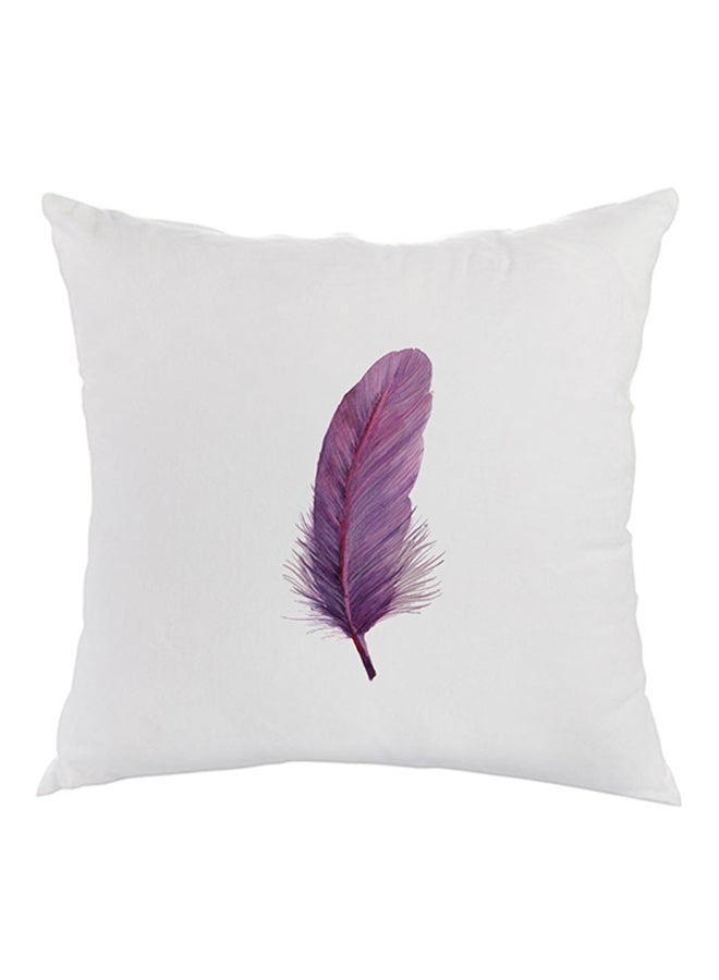 Decalac Bird Feather Printed Pillow White/Purple 40x40cm