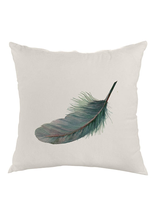 ديكالاك وسادة مطبوع عليها رسمة ريشة طائر أبيض/أزرق 40x40سم