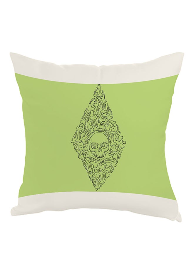 Bones And Skull Printed Pillow Green/White 40x40cm