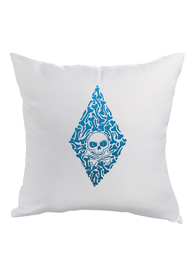 Decalac Bones And Skull Printed Pillow White/Blue 40x40cm