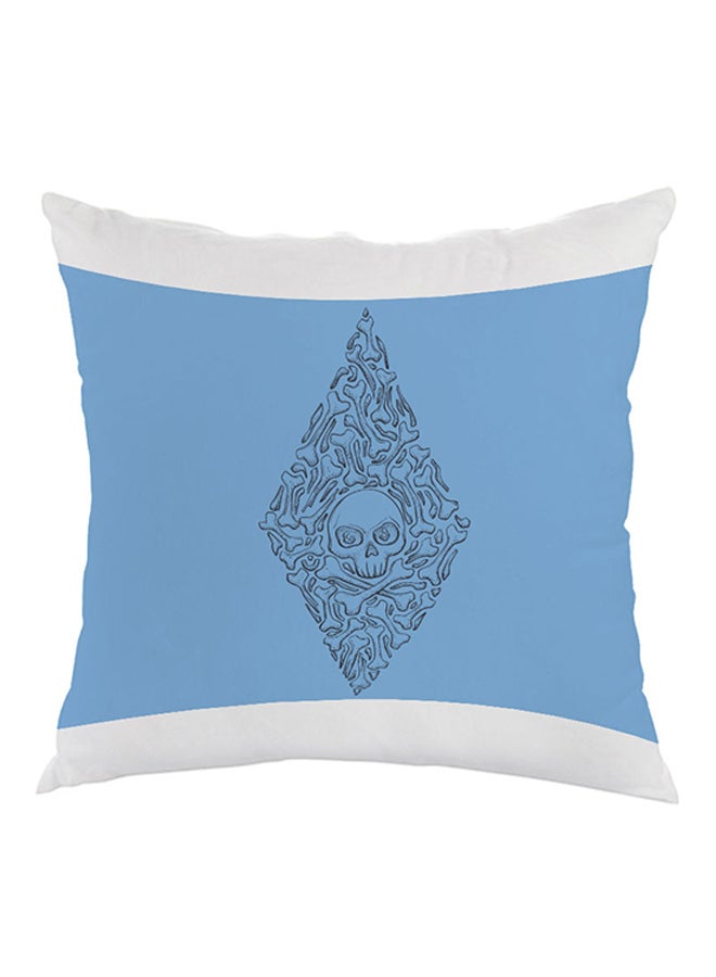 Bones And Skull Printed Pillow Blue/White 40x40cm