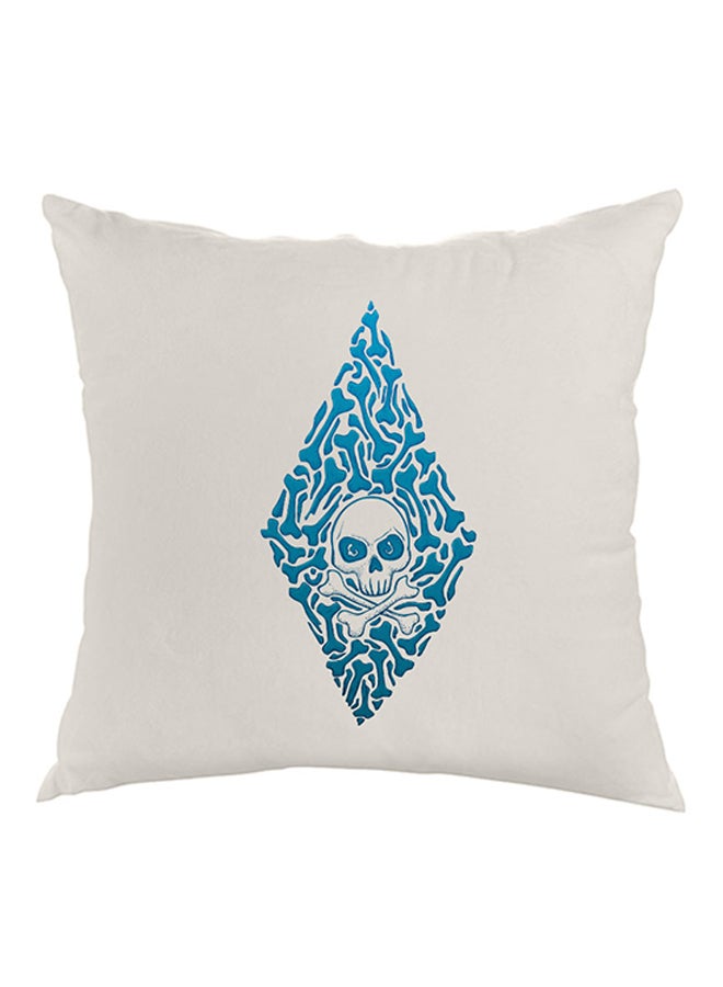Bones And Skull Printed Pillow White/Blue 40x40cm