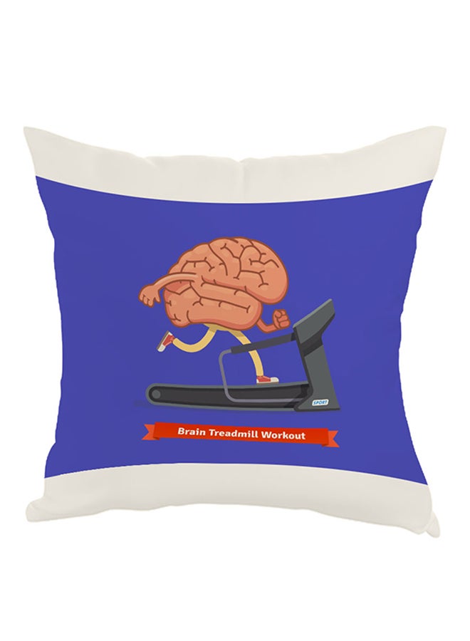 ديكالاك وسادة مطبوع عليها رسمة مخ يتدرب على جهاز الركض أزرق/ أبيض/أحمر 40x40سم