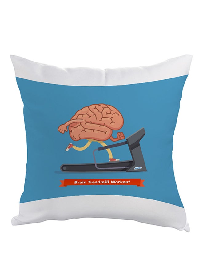 Brain Treadmill Workout Printed Pillow Blue/White/Black 40x40cm
