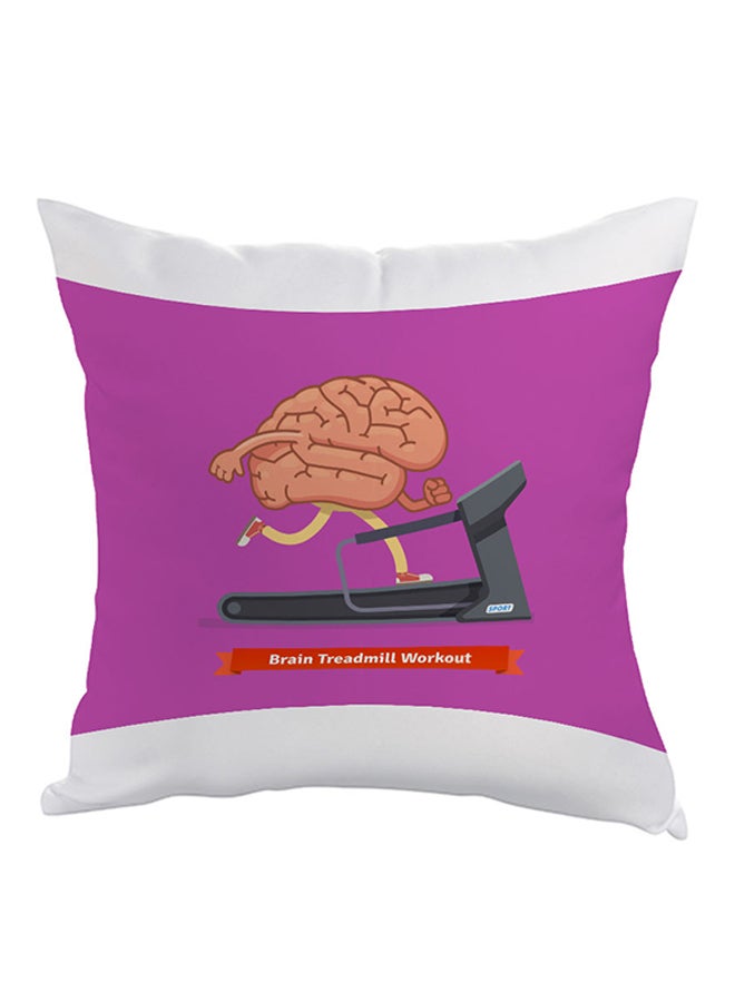 وسادة ديكور بطبعة دماغ يتمرن على جهاز الركض أرجواني/أسود/أبيض 40x40سم