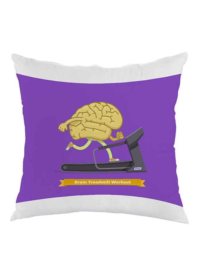 ديكالاك وسادة مطبوع عليها رسمة مخ يتدرب على جهاز الركض أرجواني/بيج/رمادي 40x40سم
