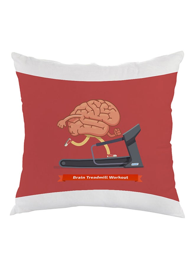 Decalac Brain Treadmill Workout Printed Pillow Red/Beige/Grey 40x40cm