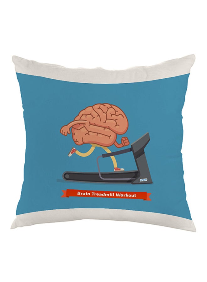 Brain Treadmill Workout Printed Pillow Blue/Beige/Grey 40x40cm