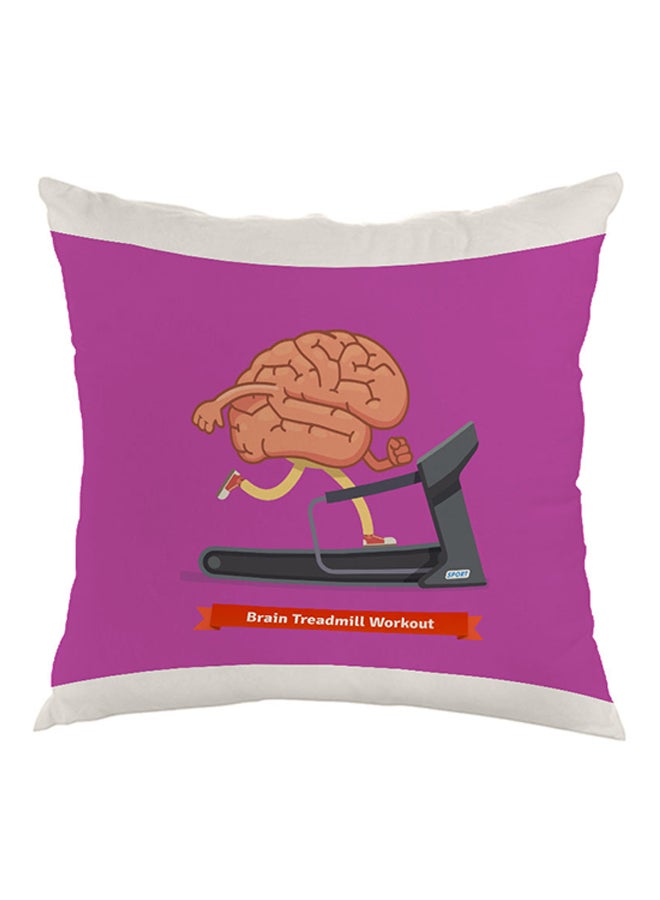 ديكالاك وسادة مطبوع عليها رسمة مخ يتدرب على جهاز الركض أرجواني/بيج/رمادي 40x40سم