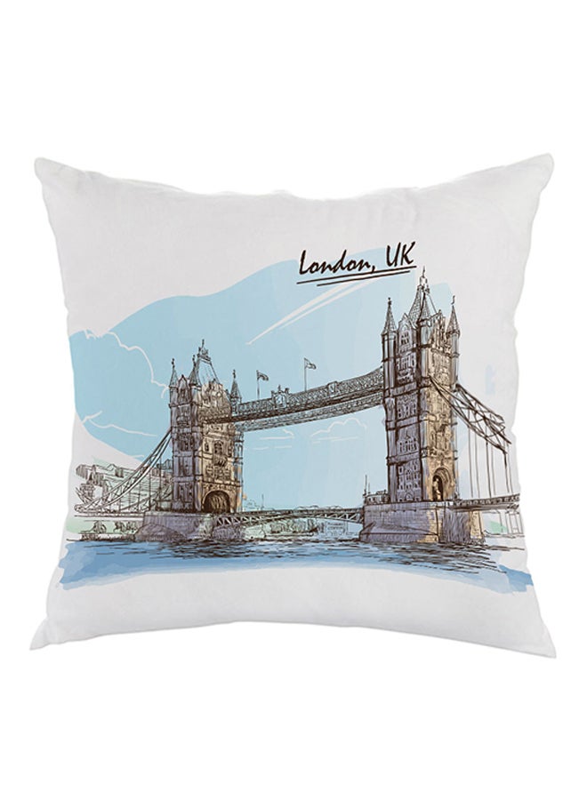 ديكالاك وسادة مطبوع عليها رسمة جسر لندن أبيض/أزرق/بني 40x40سم
