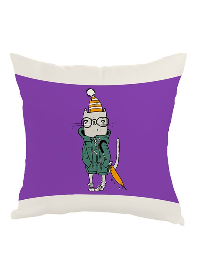 وسادة مطبوع عليها رسمة كارتونية بنفسجي/ أبيض/أخضر