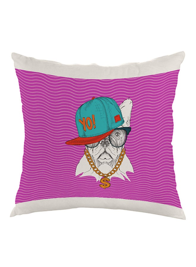 Cartoon Drawing Dog Printed Pillow Pink/White/Blue 40x40cm