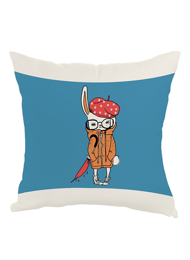 ديكالاك وسادة مطبوع عليها رسمة لشخصية أرنب كارتونية أزرق/أبيض/برتقالي 40x40سم