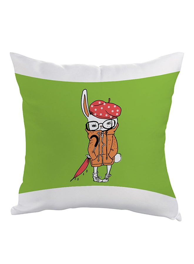 ديكالاك وسادة مطبوع عليها رسمة لشخصية أرنب كارتونية أخضر / أبيض / برتقالي 40x40سم