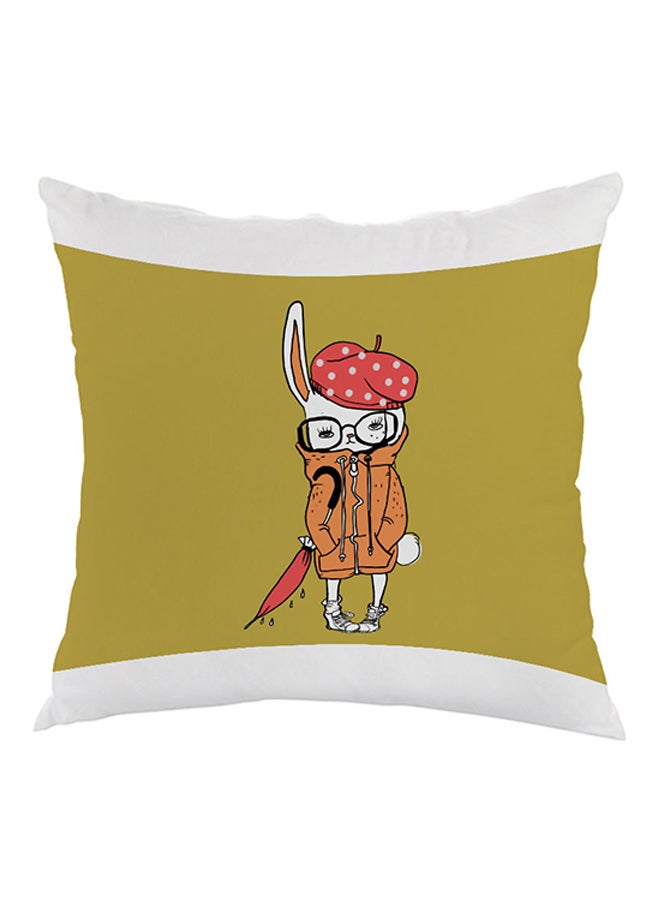 Decalac Cartoon Drawing Rabbit Printed Pillow Ochre/White/Orange 40x40cm
