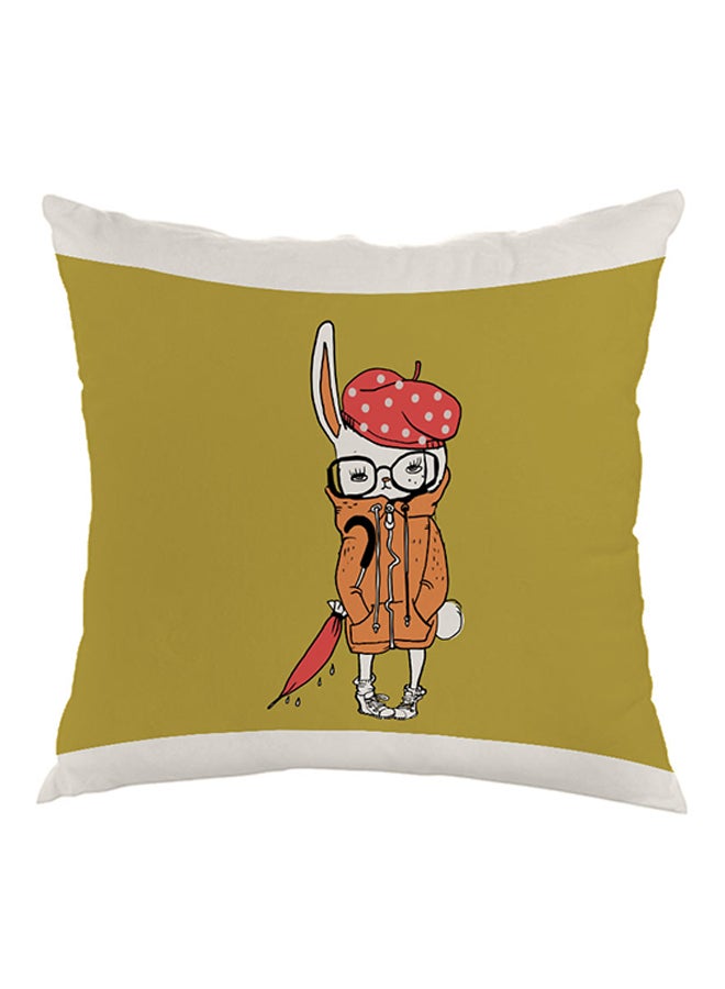 ديكالاك وسادة مطبوع عليها رسمة لشخصية أرنب كارتونية بني/ برتقالي/ أبيض 40x40سم